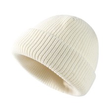 Winter Beanie Hat Knit Docker Cap Solid Color Cuffed Brimless Hat