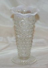 Fenton Glass Opalescent White Clear Hobnail 5.5 Vase LOT 2234