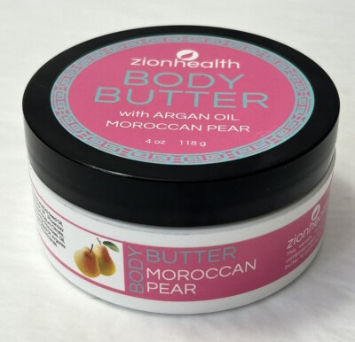 New Body Butter Moroccan Pear With Argan Oil 4oz Cream By Zion Health (SH4)