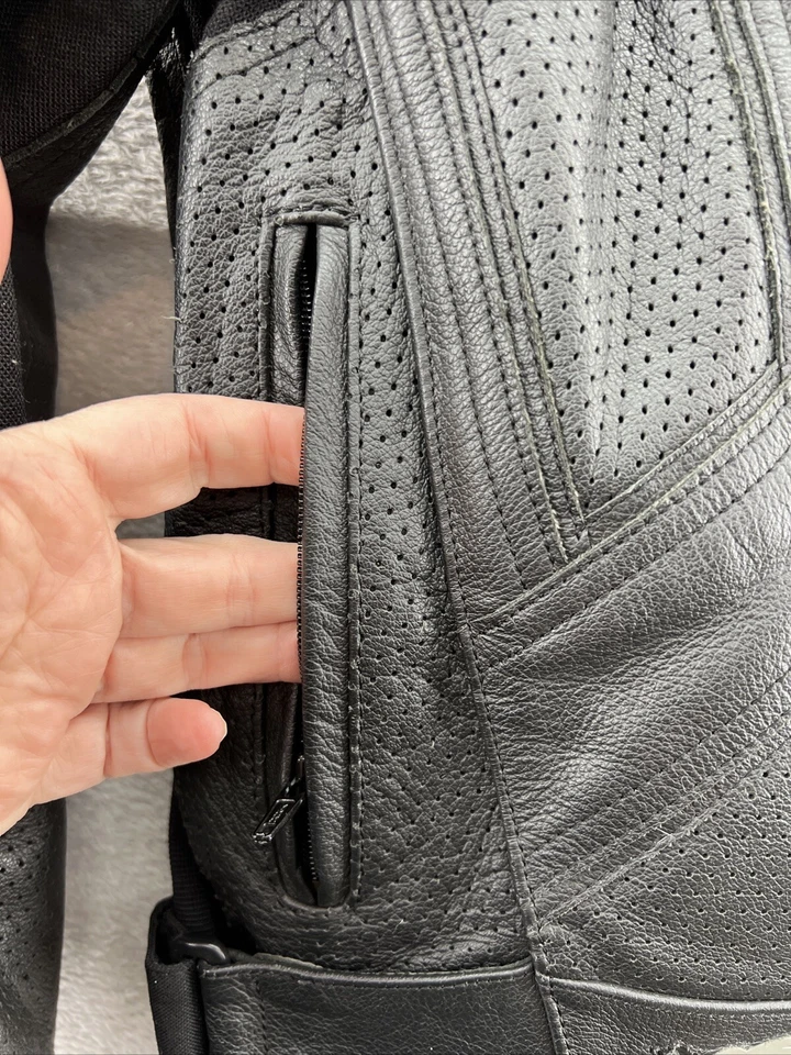 Joe Rocket Jacket Mens Small Motorcycle Blaster Leather Black Full Zip Padded - Image 2 of 4