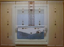 NEU - Moderne Schiebegardine 5-tlg Voile Flächenvorhang Weiß Braun Creme 200x140