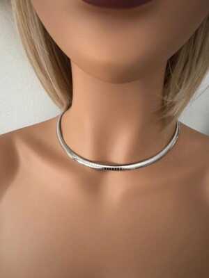 Collier Ras Du Cou (choker) Semi-rigide Vintage Or émail Cloisonné - Parfait état