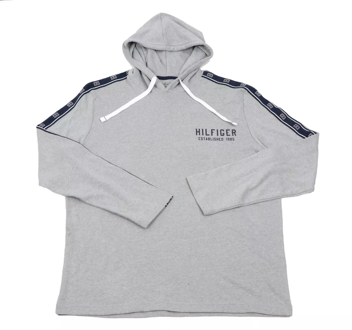 Tommy Hilfiger Women s Basic Hoodie Sweatshirt Gray Tape Logo eBay