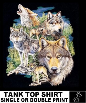 7 BEAUTIFUL WILD WOLVES WOLF PACK HOWLING LYCAN WEREWOLF WOODS TANK TOP WS709