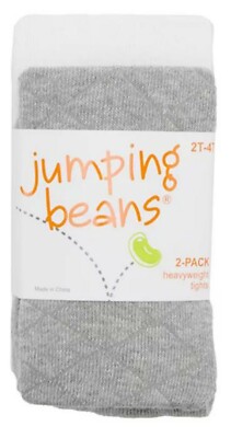 New $12 Jumping Beans Girls Toddlers Tights 1 2-pack (Gray & White) Size: 12-24M