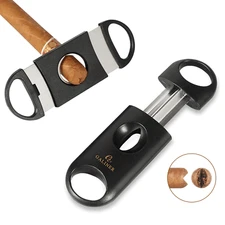 Travel Cigar Cutter Scissors V-Cut Double Blades Cigarette Knife Pocket Portable
