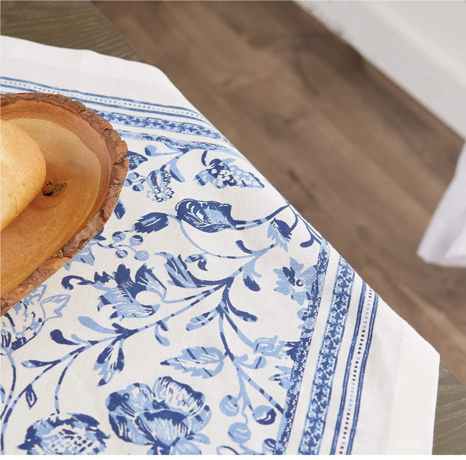 MANTEL DISEÑO IMPORTS AZUL MADEIRA 60"x 84" 100% ALGODÓN FLORAL CAMZ11593 NUEVO Foto 3 de 4