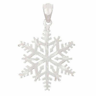 14k Weißgold Winter Schneeflocke Charm Anhänger 1,5 Gramm