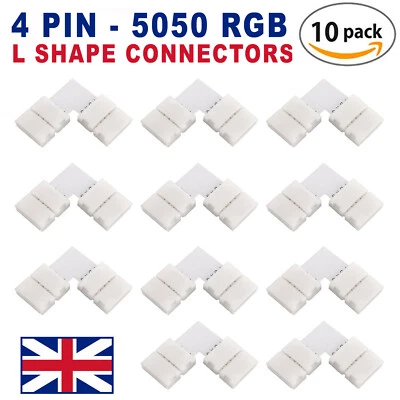 UNBRANDED / GENERIC 10 X 5050 RGB LED STRIP LIGHT CORNER CONNECTORS L SHAPE ADAPTERS 90 DEGREE JOINT