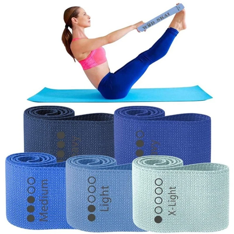 WODSKAI Resistance Exercise Fabric Bands 5 pack Blue