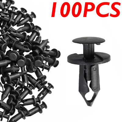 100PCS 8mm Bumper Clips Retainer Auto Car Plastic Rivets Fastener Fender Push BK