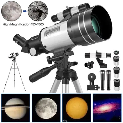 MARKENLOS Teleskope Astronomie 70mm Öffnung 300mm Brennweite Refraktor Teleskop mit Stativ