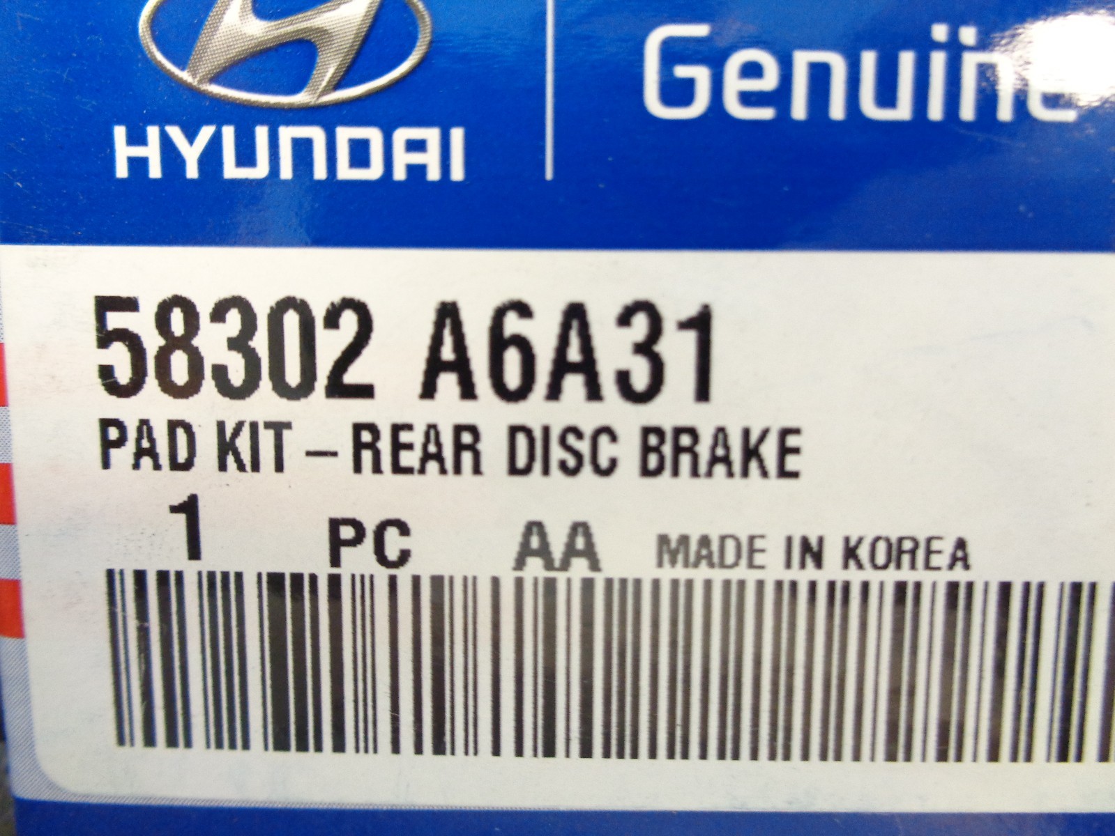 GENUINE HYUNDAI i30 Rear Disc Brake Pad Kit 58302A6A31 eBay