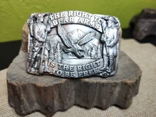 Bergamot Brass Works Pewter Belt Buckle  2nd Amendment Vintage 1982 USA Made
