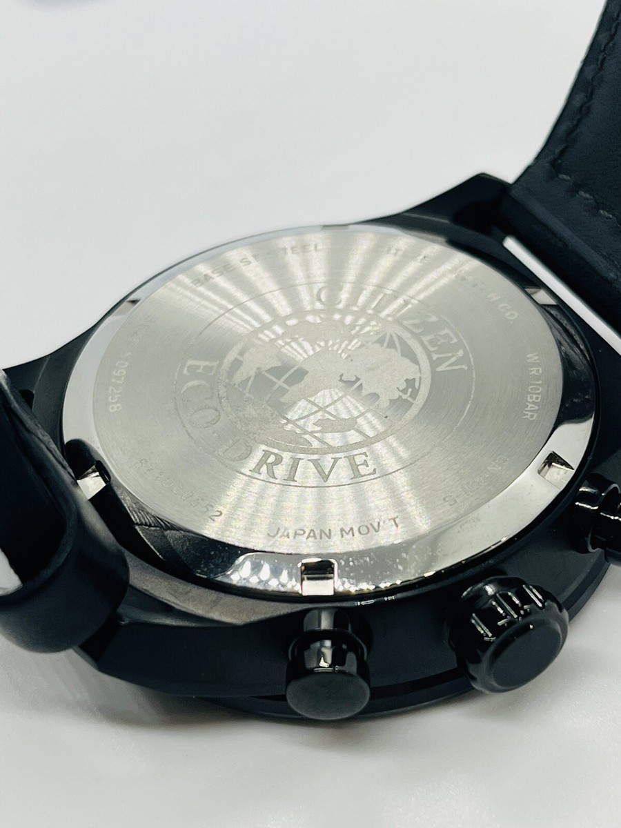 Citizen Men's Eco-Drive All Black Chronograph Leather 45mm Watch