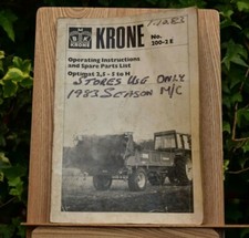 KRONE OPTIMAT 2,5 - 5 to H INSTRUCTION BOOK & SPARE PARTS LIST 200-2 E