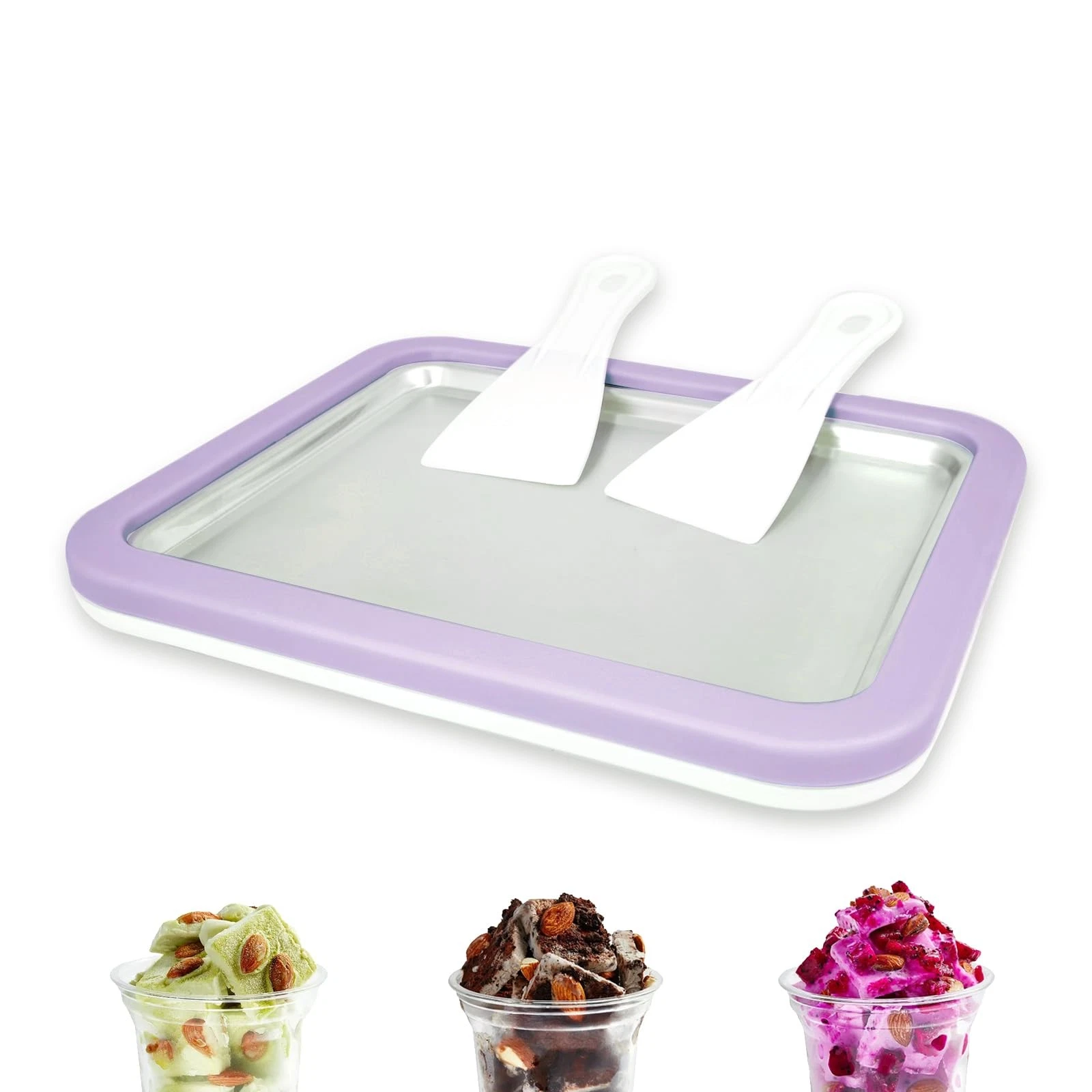 Rolled Ice Cream Maker Instant Ice Cream Maker with 2 Spatulas Frozen Yoghurt...