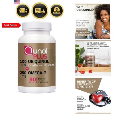 Plus Ubiquinol CoQ10 100mg with Omega 3 Fish Oil 250mg, Extra Strength Antiox...
