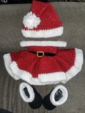 Handmade Crochet Baby Christmas Dress 0-3months