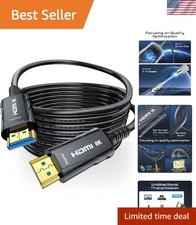 100FT 8K Fiber Optic HDMI Cable - High Speed, EARC, Braided Design