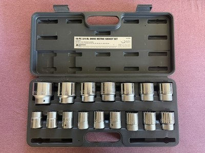 Performance Tool W34906 16pc 3/4  Drive Metric 12-Point Socket Set 22 50mm