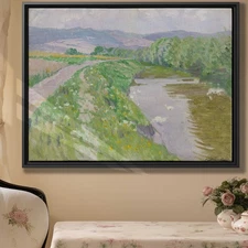 Landscape Oil Painting Canvas Print Nature Wall Art Decor Vintage Riverbank Art