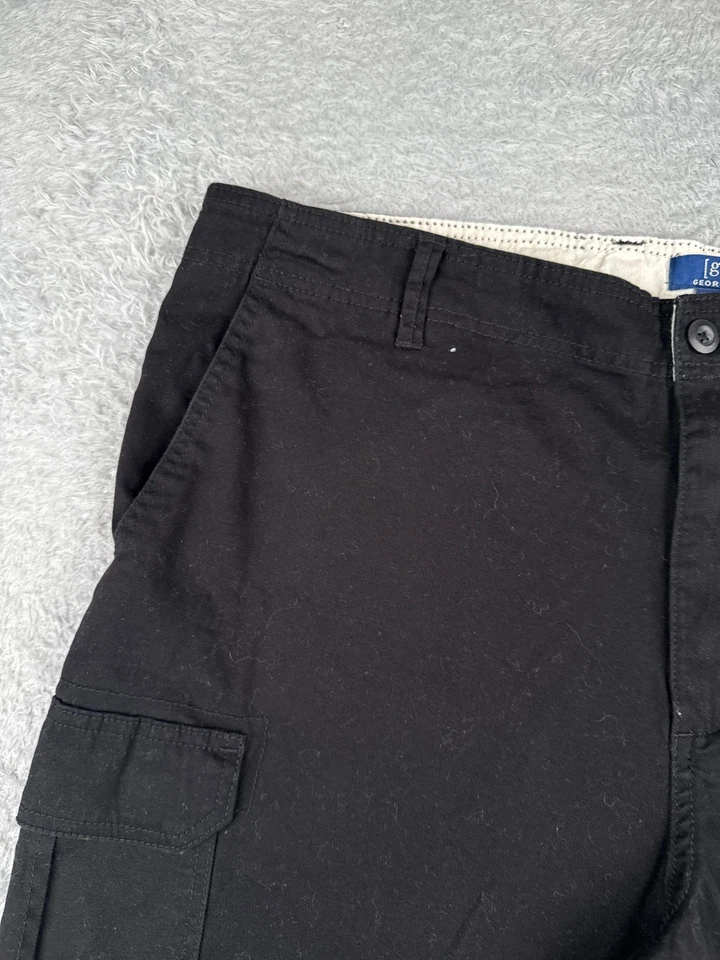 Pantalones Cortos George Hombres 40 Negro Carga Mezcla de Algodón Sarga Senderismo Campamento Informal 40x9 Foto 4 de 4