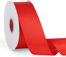 Double Faced Solid Color Red Satin Ribbon 2" X 50 Yards Continuous, High Density
