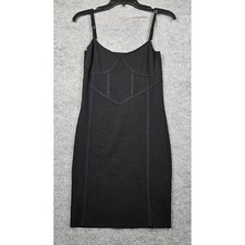 Jack & Jill Black Bandage Bodycon Dress Corset Seam Mini Adjustable Straps M