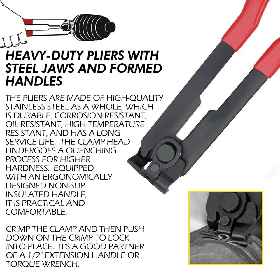Adjustable Axle Joint CV Boot Clamps Crimp Small W/ Kit Large Clamp Pliers Tool - Image 4 of 4