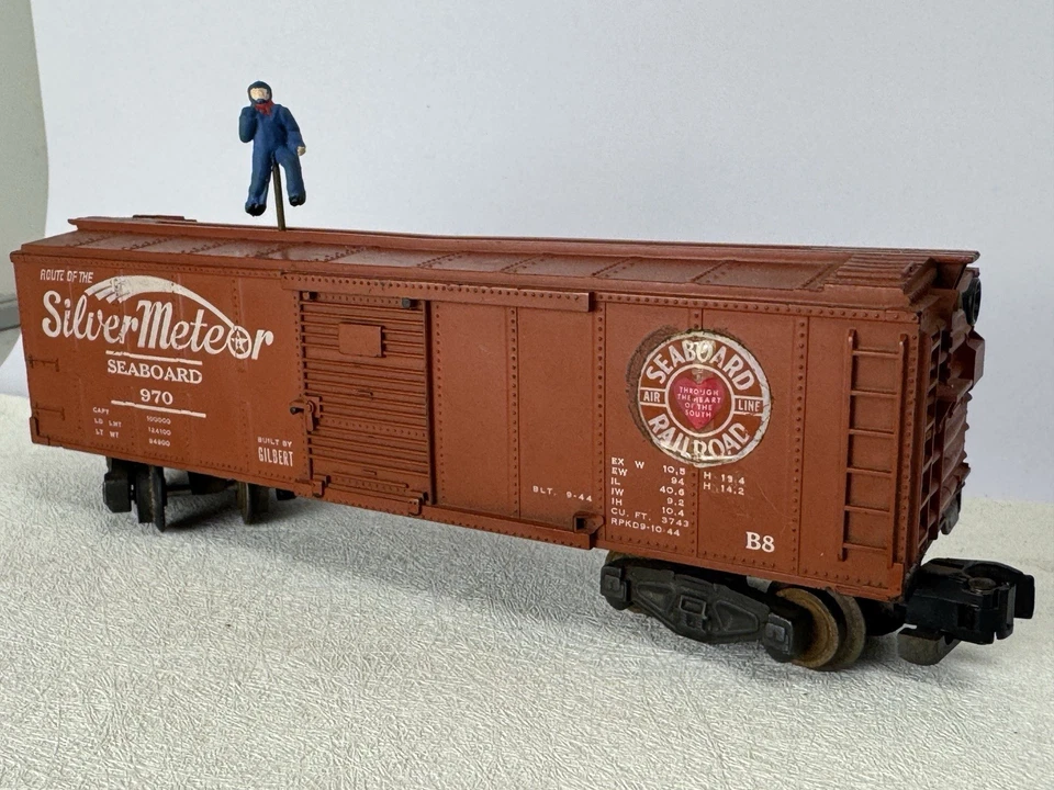 American Flyer #970 SEABOARD SILVER METEOR Box Car w/Smitty the Walking Brakeman - Image 2 of 4