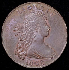 "1808" Draped Bust Large Cent Overstrike by Daniel Carr Moonlight Mint US Coin