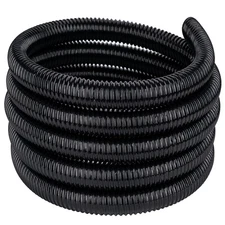 Pond Tubing,1 inch PVC Flexible Pond Hose, Black Corrugated Waterfall Sump Pu...