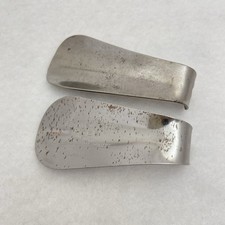 2 Lot Vintage Metal Silver Tone Shoe Horns 1-Branded Advertising  1-Unbranded