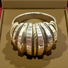 VTG Michael Anthony Dome Ring 925 Silver 14k Ribbed Cocktail Size 9 Ring 7g