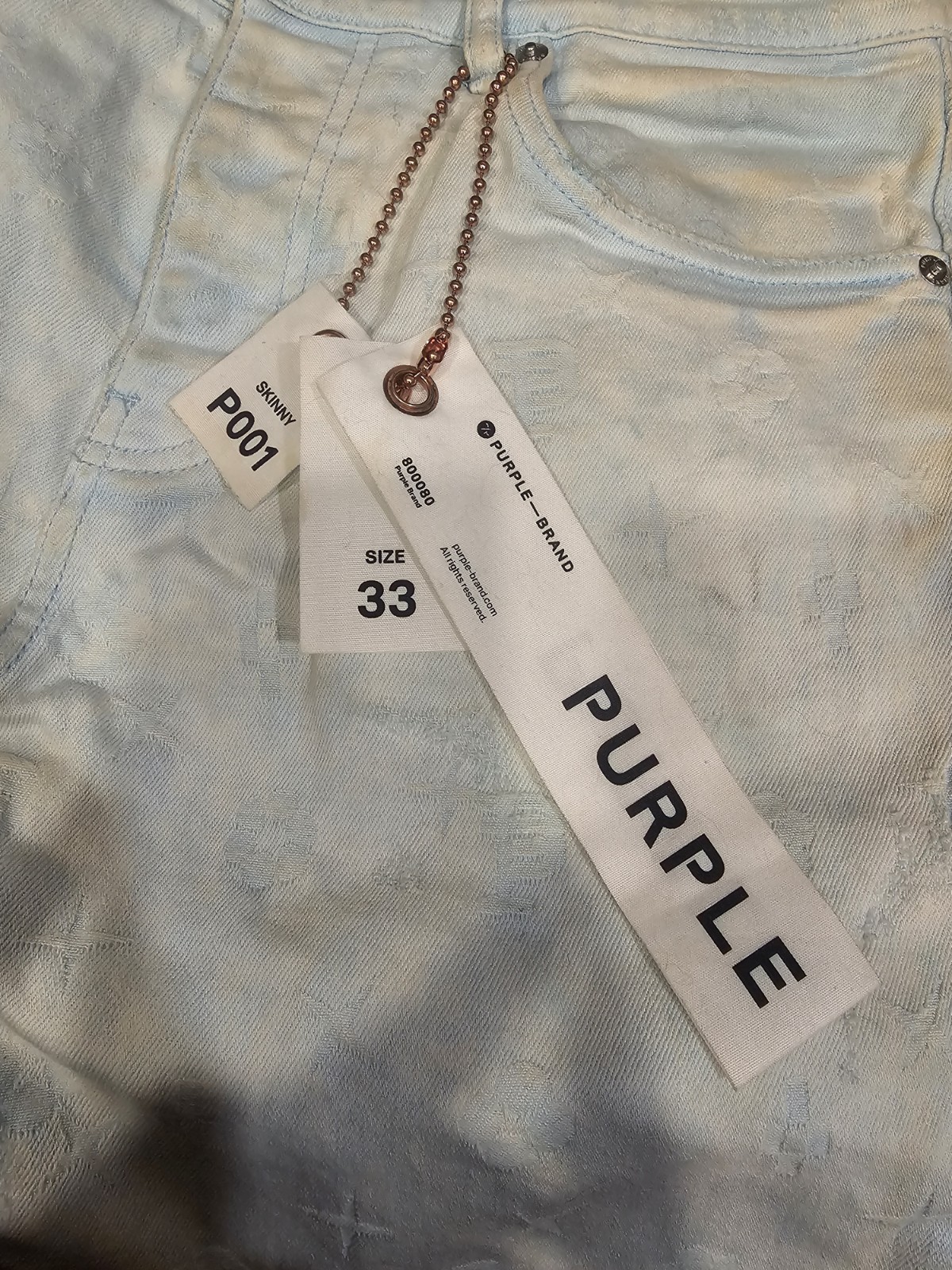 Preowned Mens Rare Purple Jeans Size 33 With Embossed Design