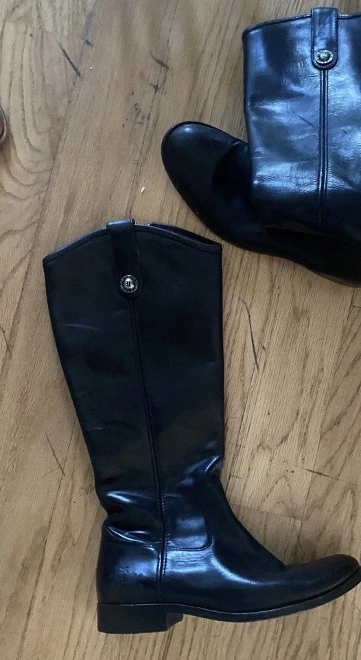 Botas de equitação Frye Melissa preto couro genuíno tamanho 7 - Imagem 2 de 3