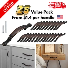 25 Pack Oil Rubbed Bronze Farmhouse Cabinet Hardware Arched Vintage Handles