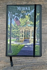 Writing Journal Notebook - Medina, OH Gazebo, Ribbon Book Mark, & Elastic Closer