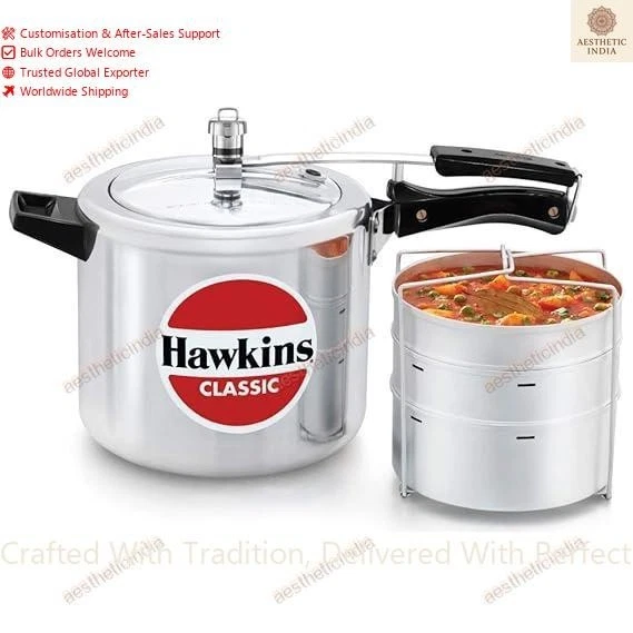Hawkins 6.5 Litre Classic Pressure Cooker with Pots with Separator Set, Silver (