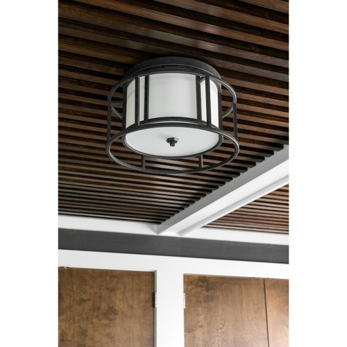 Crystorama 9590-MK Hulton 2 Light 15 inch Matte Black Flush Ceiling Light - Picture 3 of 8