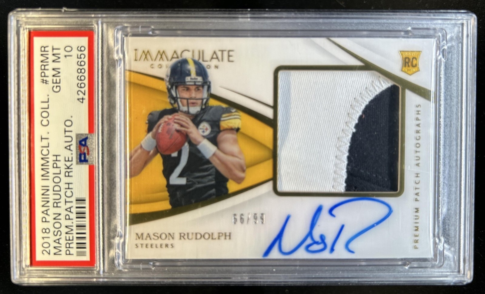Mason Rudolph Panini Immaculate Collection Premium Patch Rookie Autograph #PRMR Base