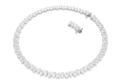 Swarovski Matrix Tennis necklace Pear cut, White, Rhodium plated