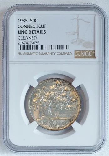 1935 Commemorative Half Dollar Connecticut Tercentenary UNC DETAILS NGC