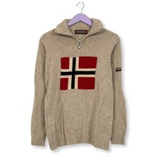 Maglione Napapijri crema quarter zip 100% lana d'agnello - Taglia M uomo