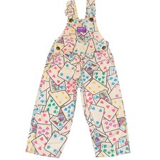 Vintage OshKosh B'Gosh Vestbak Playing Cards Print Overalls USA 2T Rare 90s
