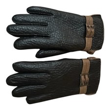 Van Raalte Gloves Vintage Driving Faux Leather Lined Black  Tan Size M