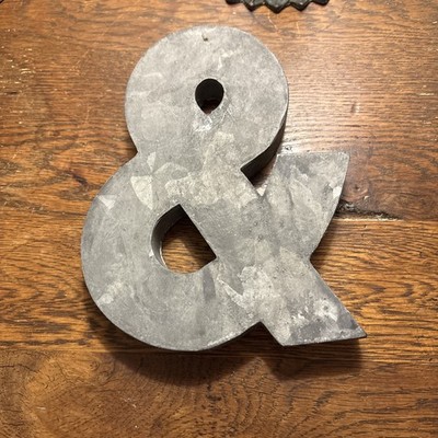 Vintage Style Zinc Metal Letter & AND Symbol Wall Hanging 