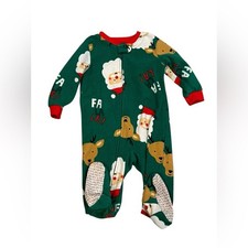 Carter  s Baby Christmas Footed Sleeper Santa Reindeer Green Size 18M