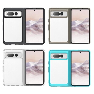 For Google Pixel Fold Rugged Rubber+Clear Acrylic Hard case back shell cover